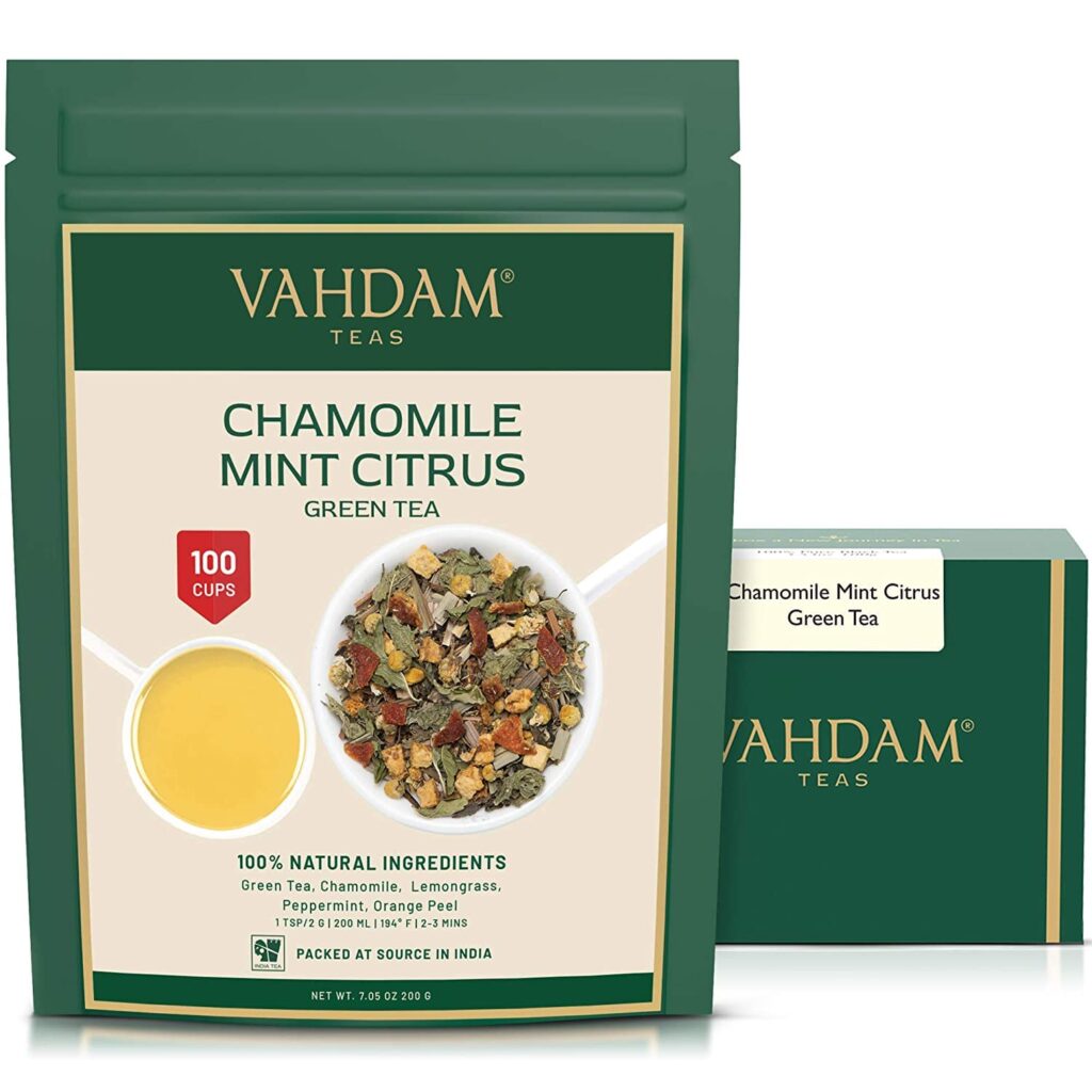 The Best Organic Chamomile Tea Brands To Get Better Sleep 6 vahdam chamomile mint citrus tea