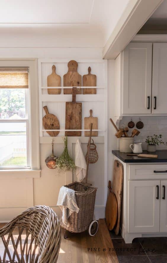 cutting boards on the wall