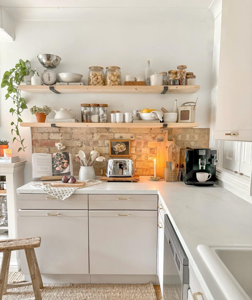 20 Kitchen Shelf Decor Ideas You'll Want To Try Right Now 8 two level wooden kitchen shelf decor