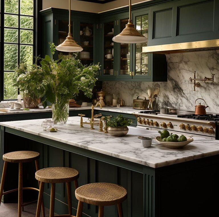 rustic and luxury green kitchen