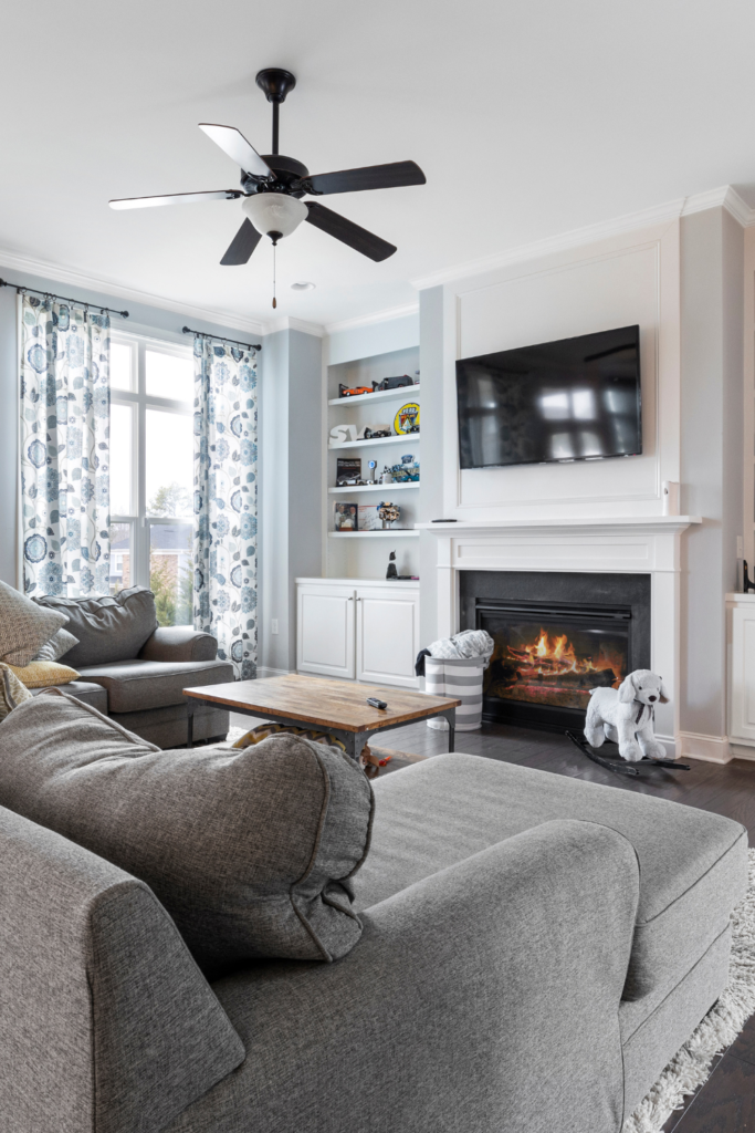 Fireplace under TV