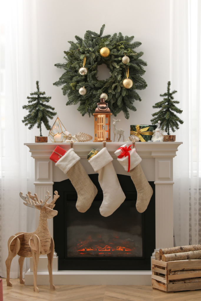 Cozy Up Your Space: Creative Fall Mantel Decor Ideas 25 White Christmas Socks Decor