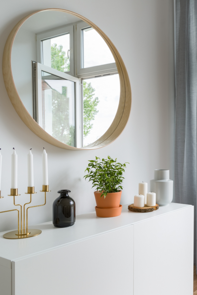 18 Scandinavian Kitchen Decor Ideas To Bring Nordic Charm to Your Home 28 Circular Wall Mirror