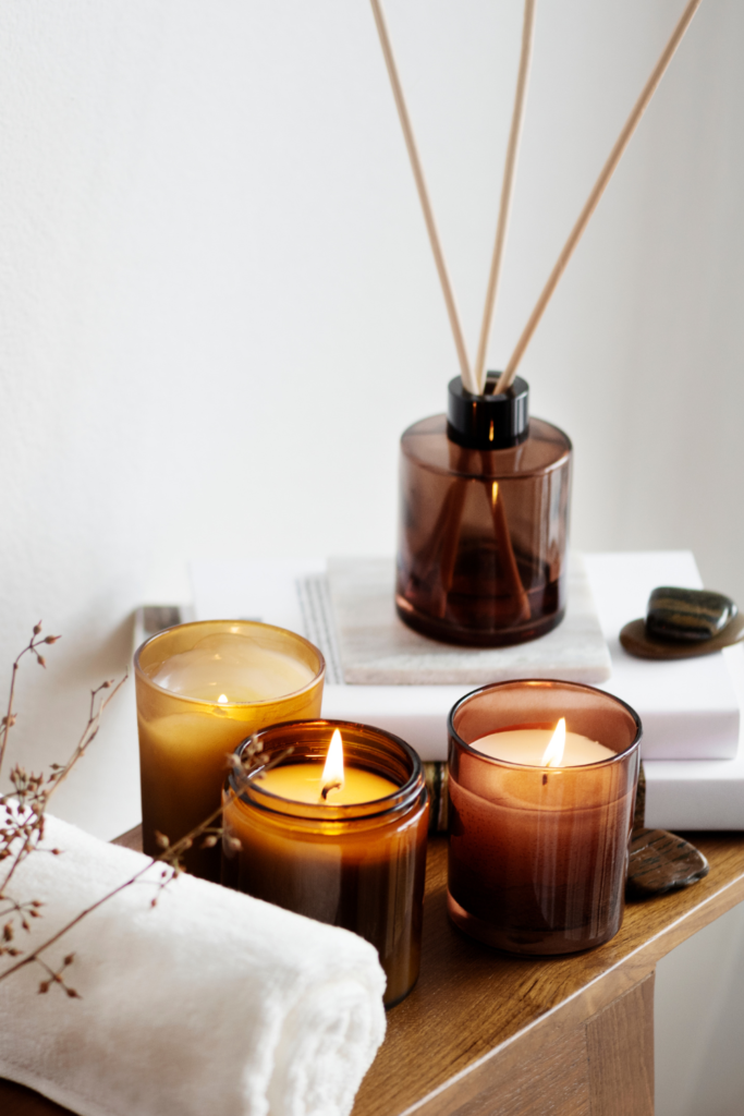 12.Scented Candles and Room Diffusers in Organic Modern Bedroom