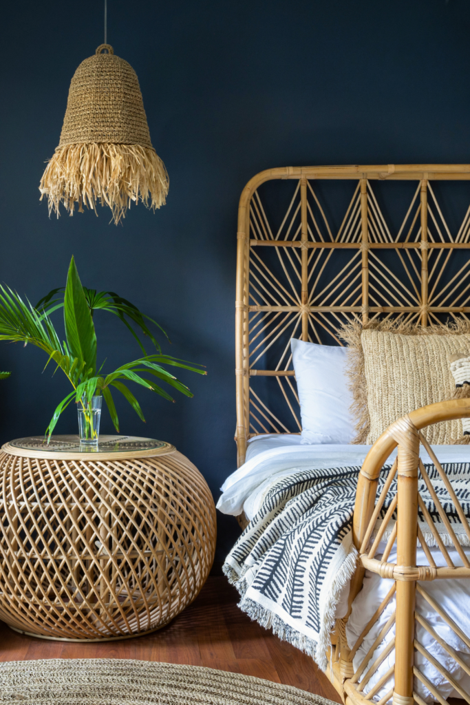 3. Rattan Inspired Organic Modern Bedroom