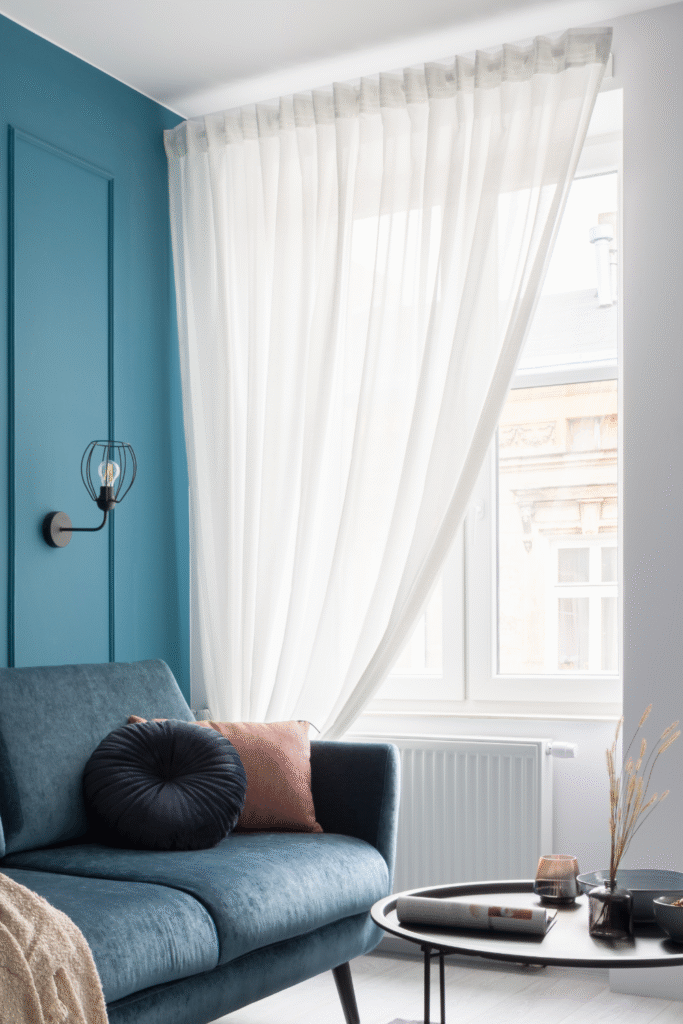 15. Add light toned decor like linen curtains