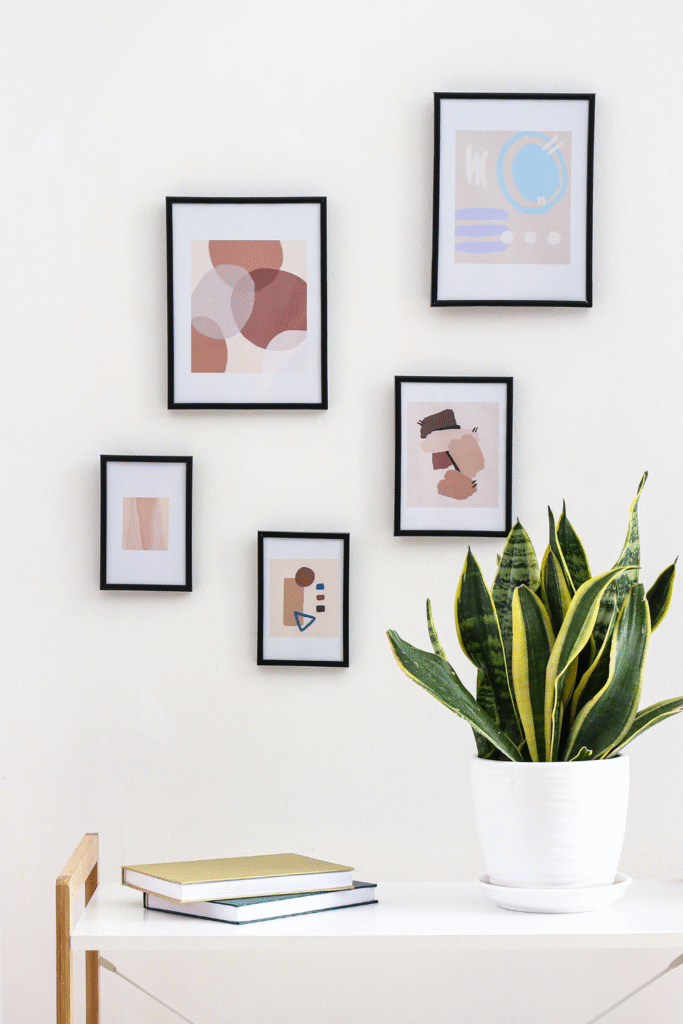 16 Aesthetic Picture Wall Decor Ideas 26 13. Abstract Geometric Wall Art