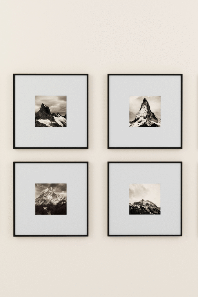 16 Aesthetic Picture Wall Decor Ideas 6 3. Black and White Theme Wall