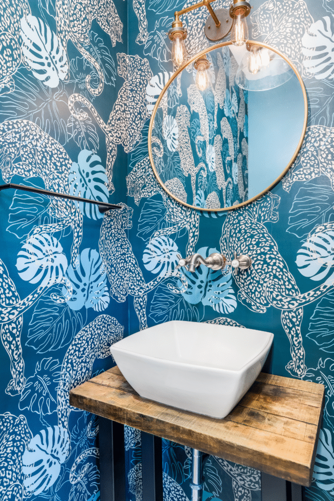 17 Stunning Guest Bathroom Designs On a Budget 4 2. Bold Wallpaper Powder Room